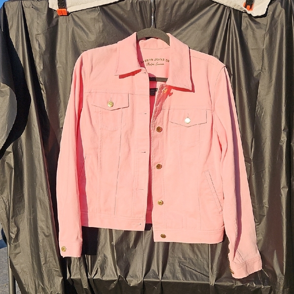Lauren Jeans Co By Ralph Lauren Pink Denim Jacket with Gold Buttons Size Med - Picture 4 of 8